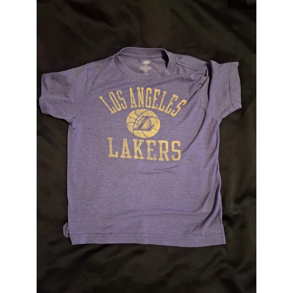 NBA Los Angeles Lakers Shirt Boys Small 6 7 Purple Heather Gold Graphic Tee